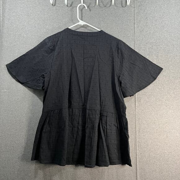 Isaac Mizrahi LIVE! Embroidered Textured Blouse Pitch Black X-Large - Picture 2 of 10